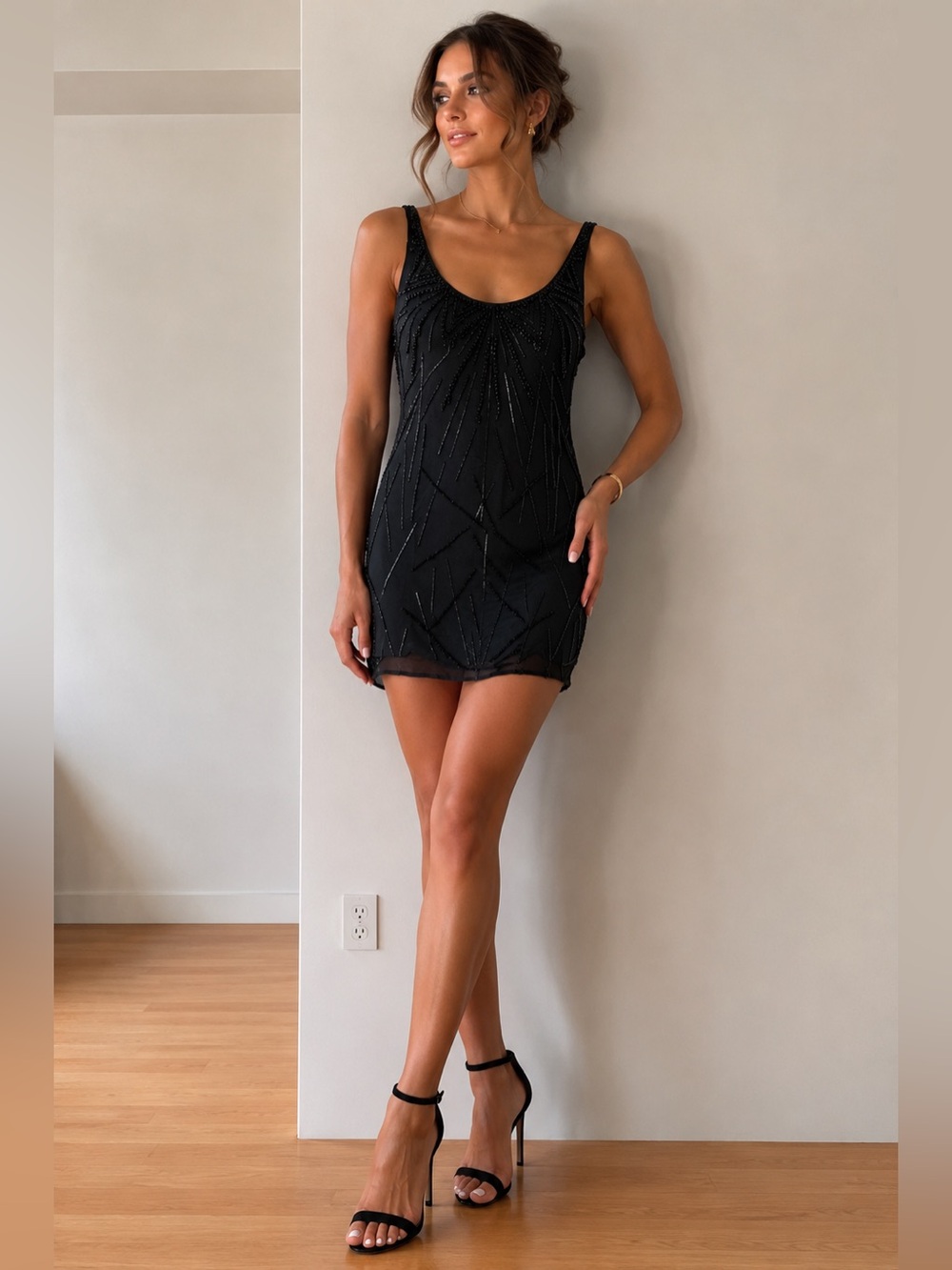 Haute Hippie black beaded dress